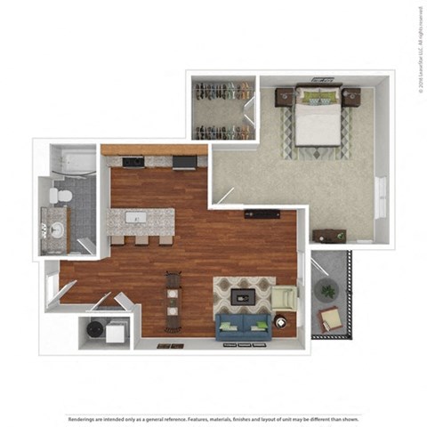 Floor plan for 1 bed, 1 bath, 800 sqft